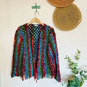 Vintage Boho Knitted Crochet JL Studio Cardigan